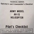 Ah-1s Bell Vintage Cobra Helicopter Pilots Checklist Manual