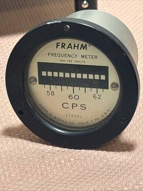 Biddle Frahm 178261 Vintage Frequency Meter 100-150 Volts 57.5-62.5 Cps