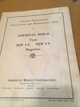 Mjb4a-mjb6a Bosch American Magnetos Mjb-4a And Mjb-6a Instruction Maintenance Data Manual