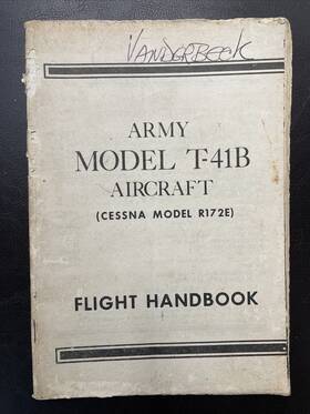 T-41b Cessna R172e Aircraft Army Model Flight Handbook Manual Vintage