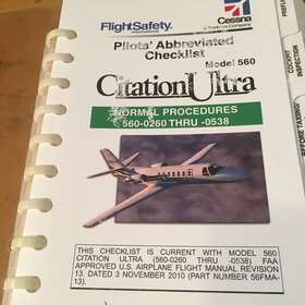 Citation Ultra-560 Cessna Ultra 560 Pilots Abbreviated Checklist Citation Ultra-560 Cessna Ultra 560 Pilots Abbreviated Checklist