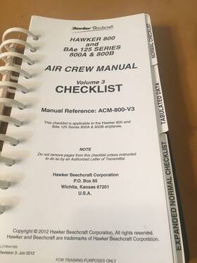 125-800 Hawker 800 And Bae 125 800a 800b Air Crew Manual Checklist