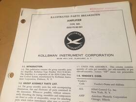 D22170-00-001 Kollsman Ks54 Amplifier Parts Listings Booklet