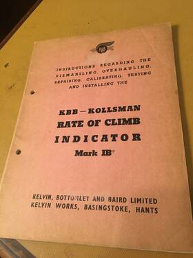 Mark-1b Kollsman Kbb Rate Of Climb Indicator Overhaul Booklet Manual