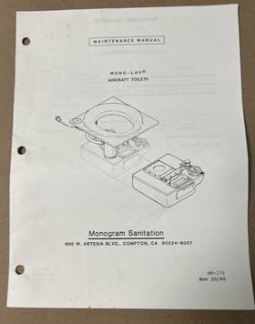 Monogram Mm-170 Maintenance Manual And Illustrated Parts List Mono-lav Aircraft Toilets