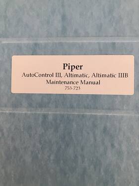 Piper 753-721 Autocontol Iii Altimatic-iiib Maintenance Manual 752-723 Piper