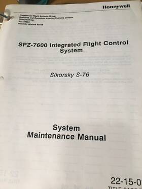 Sikorsky Spz-7600 Honeywell Ifcs In S-76 System Maintenance Manual