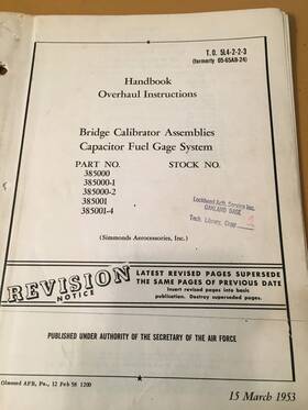 Simmonds 385000 Bridge Calibrators Capacitor Fuel Gage System 385000/1 Overhaul Manual