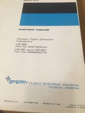 2587909 Sperry Hz-6b Hz-6c And Hz-6d Horizon Flight Director Overhaul Parts Manual