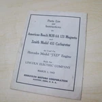 American Bosch Mjb 6A 121 Magneto Zenith 455 Carburetor Parts Service Manual. Fixed Price $24.50.