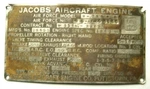WW2 Jacobs Aircraft Engine Plaque 1943 Force Model R-755-9. Fixed Price $85.00.