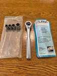 Litton #617 3/8 Drive Sae Ratchet Wrench Set W/ 4 Sockets Nos. Fixed Price $50.00.