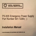 Bfgoodrich Jet PS-835 Emergency Power Supply Install Manual. Fixed Price $59.97.