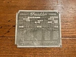 Original Franklin 90 Hp 4AC 199E3 Engine Data Pate. Fixed Price $38.50.