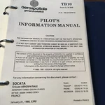 Aerospatiale Socata TB10 Pilots Information Manual. Fixed Price $102.20.