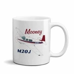 Mooney M20J 201 (red/blue) Airplane Ceramic Mug - Personalized W/ N#. Fixed Price $19.95.