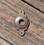 Vtg Steel Escutcheon Plate Bell Ringer Round Ornate Prop. Fixed Price $14.99.