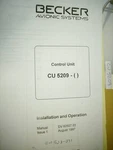 Becker Flugfunk CU-5209 Comm Control Install And Operation Manual. Fixed Price $89.67.