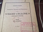 Original 1940 Wright Cyclone GR-1820-G200 Install, Ops & Maintenance Manual. Fixed Price $137.92.