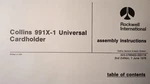 Collins 991X-1 Cardholder Assembly Instructions Manual. Fixed Price $92.91.