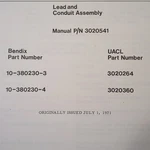Bendix Lead & Conduit Assembly 10-380230-3 10-380230-4 Overhaul Parts Manual.. Fixed Price $117.70.