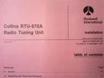 Collins RTU-870A Radio Tuning Unit Install Manual. Fixed Price $90.35.