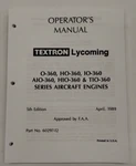 Lycoming 0-360/HO-360/IO-360/AIO-360/HIO-360/TIO-360 Operators Manual. Fixed Price $22.00.