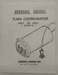 General Design Turn Coordinator Part No. 2800 (4275-4) Overhaul Manual-copy. Fixed Price $11.50.