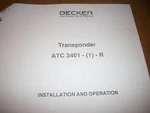 Becker Flugfunkwerk Atc 3401-1-R Transponder Install And Operation Manual. Fixed Price $90.29.