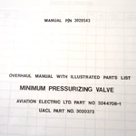 Aviation Electric Minimum Pressurizing Valve 3244708-1 Overhaul Parts Manual. Fixed Price $82.24.