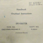 Continental Electric Inverter DMZ3508M-PM3508G-X,. E-1616-2 Overhaul Manual. Fixed Price $94.32.
