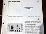 Collins 477K-1 Gyro Simulator Service Parts Instructions Booklet. Fixed Price $98.08.
