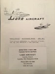 Lake Aircraft Amphibian & Seaplane LA-4, LA-4-200 Parts Service Manual. Fixed Price $126.62.